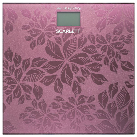 превью Весы напольные SCARLETT SC-217, электронные, вес до 180 кг, квадратные, стекло, розовые