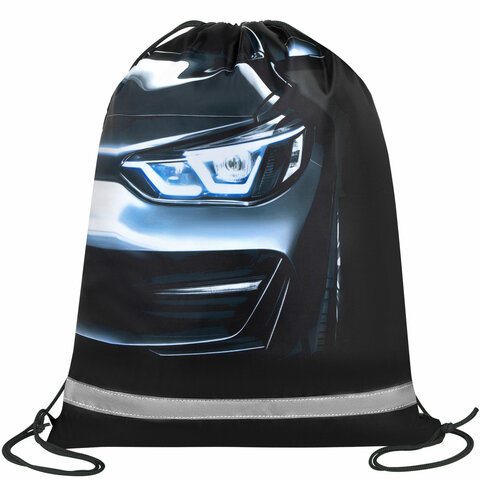 превью Мешок для обуви BRAUBERG KIDS, светоотражающая полоса, 46×36 см, Dark car