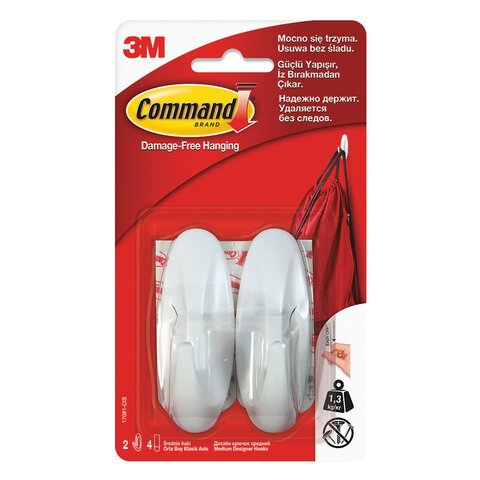 превью Клейкая лента дизайн-крючки 3М Command, 1350 г.2 шт.4 пол.17081