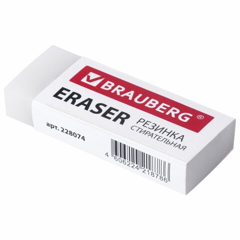 Ластик BRAUBERG EXTRA, 60×24×11 мм, бумажный рукав, ЭКО-ПВХ, 228074