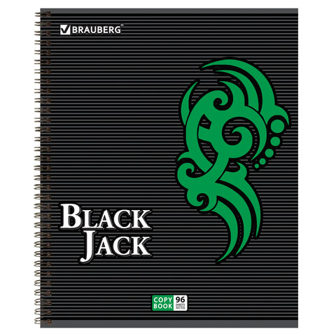 Тетрадь 96 л. BRAUBERG «Pro», гребень, офсет 60 г/м2, клетка, выборочный лак, «BlackJack» («БлэкДжэк»), 3 вида