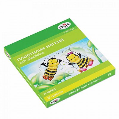 Пластилин восковой мягкий Гамма «Пчелка», 12 цветов, 180г, со стеком, картон. упак. 