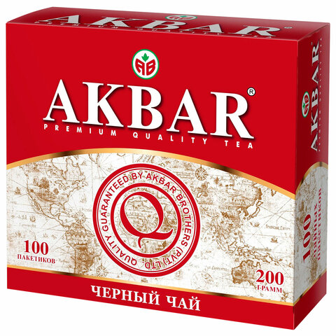 превью Чай АКБАР «Classic Series» черный байховый, 100 пакетиков по 2 г