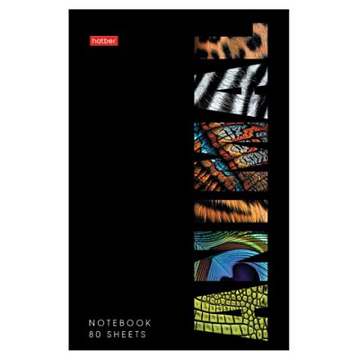 Блокнот А5 80 л., на скобе, картон, клетка, глянцевая ламинация, HATBER, «Animals print», 086090