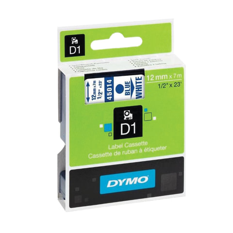 Картридж для этикет-принтеров DYMO LM150, LP350, PC II (12 мм x 7м, голубая лента/чёрный шрифт)
