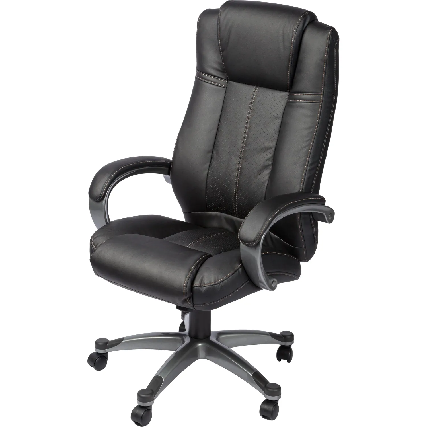 Кресло для руководителя Комус Мебель (Easy Chair) 604 чёрное (рециклированная кожа с компаньоном, пластик)