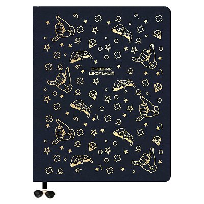 Дневник 1-11 кл. 48л. ЛАЙТ BG «Gold on Black», иск. кожа, тиснение фольгой, ляссе с фигуркой