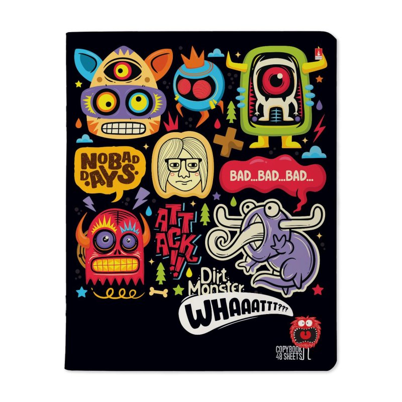 Тетрадь общая А5.48л, клетка, скреп, CRAZY MONSTERS,10шт/уп,7-48-1236/10