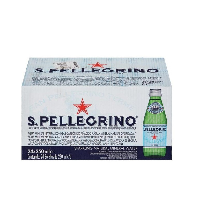Вода минеральная газированная San Pellegrino (0,25л, стекло, 24 шт/уп)