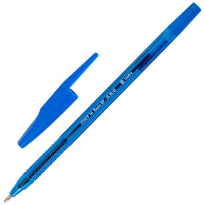 Ручка шариковая STAFF «Basic BP-66 BLUE», СИНЯЯ, корпус синий, узел 1 мм, линия письма 0.5 мм