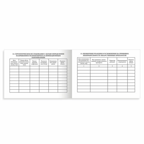 Сертификат о профилактических прививках (Форма № 156/у-93)12 л. А6 95×140 ммSTAFF130253