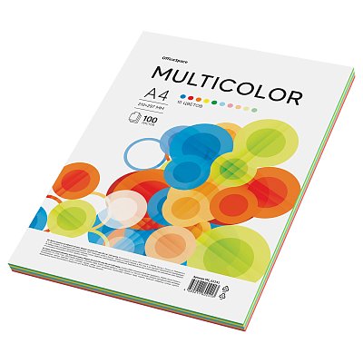 Бумага цветная OfficeSpace «Multicolor», А4, 80г/м2, 100л., (10 цветов)