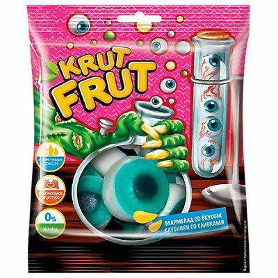 Мармелад жевательный «Глаз» со вкусом клубники со сливками, 70 г, KRUTFRUT