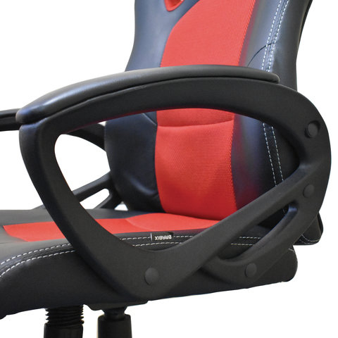 Кресло офисное BRABIX «Rider EX-544», экокожа черная/ткань красная