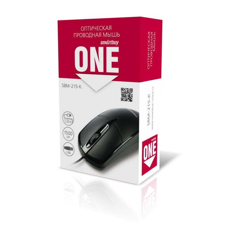 Мышь компьютерная Smartbuy ONE 215-K проводная черная (SBM-215-K)/100