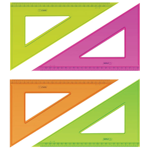 превью Треугольник пластиковый 30×23 см, СТАММ «Neon Crystal», тонированный, прозрачный, неоновый, ассорти