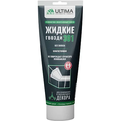 Клей акриловый ULTIMA 301 для потолочного декора и пенопанелей белый 200 мл