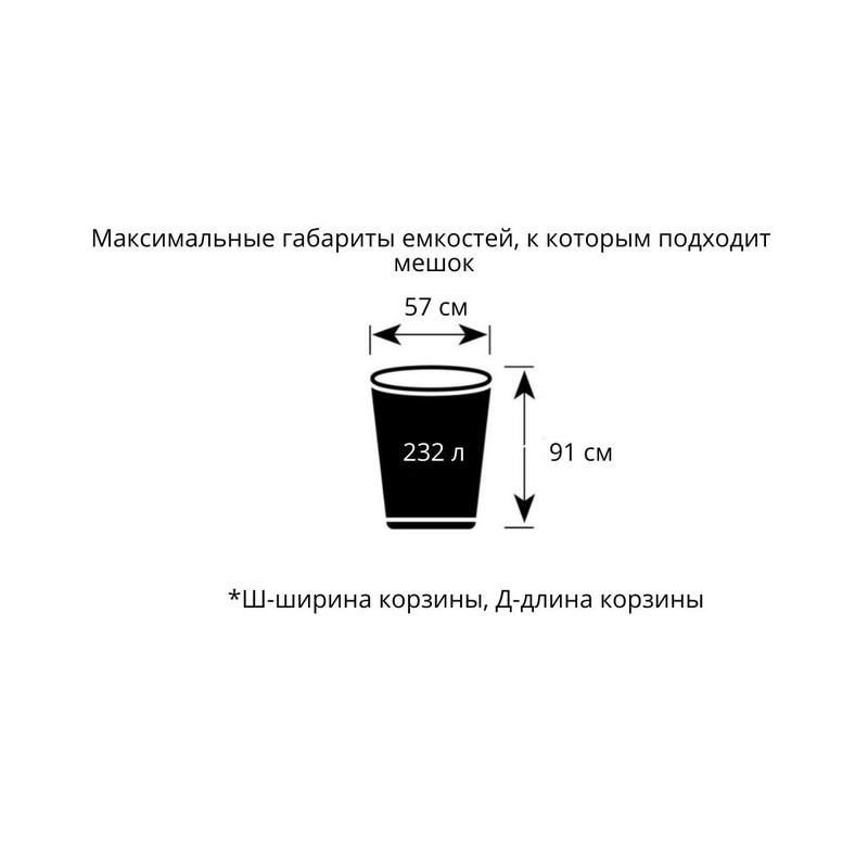 Мешки для мусора на 200 л Luscan черные (ПВД, 80 мкм, в упаковке 20 штук, 90×130 см)