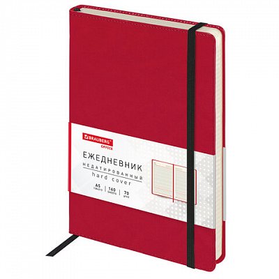Ежедневник недатированный А5 138×213 мм BRAUBERG «Office», под кожу, 160 л., красный