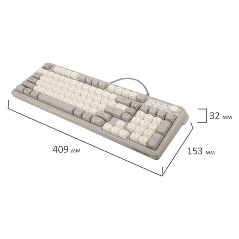 Клавиатура проводная USB, 102+98 клавиш, LED-подсветка, SONNEN K620, слоновая кость / серая