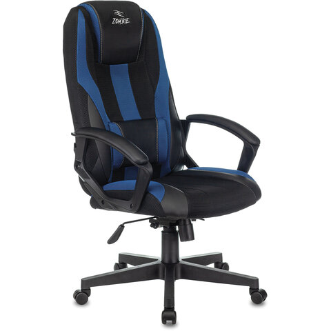 превью Кресло компьютерное VIKING-9/BL+BLUE, подушка, экокожа/ткань, черное/синее