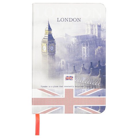 Блокнот МАЛЫЙ ФОРМАТ (100×150 мм) А6, BRAUBERG VISTA «London», под кожу, твердый, 80 л. 