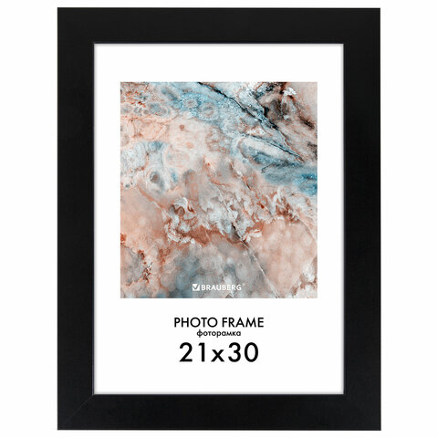 Рамка 21×30 см небьющаяся, КОМПЛЕКТ 3 шт., багет 29 мм, МДФ, BRAUBERG «Basic», черная