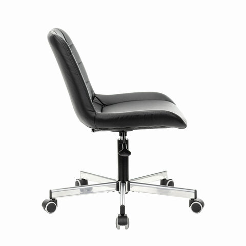 Кресло BRABIX «Deco MG-316», без подлокотников, пятилучие серебристое, экокожа, черное, 532080. 