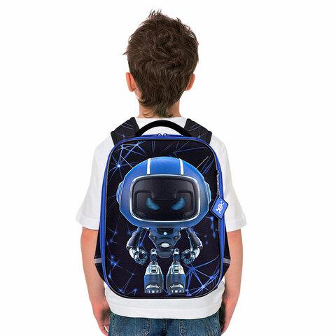 Ранец BRAUBERG LIGHT, 1 отделение, с брелоком, «Evil robot», 3D-панель, 36×26х13 см