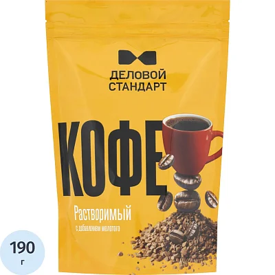 Кофе Деловой стандарт растворимый молотый дой-пак, 190г