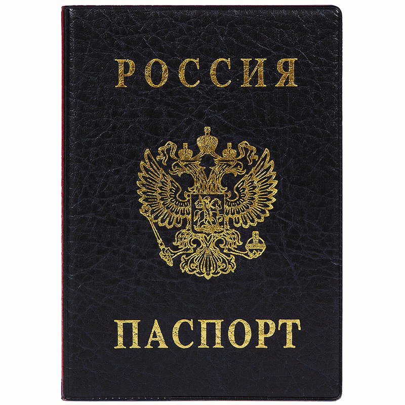 Обложка для паспорта с гербом, ПВХ, черная, ДПС