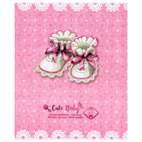 Фотоальбом BRAUBERG «Baby shoes» на 200 фото 10×15 смтвердая обложкатермосклейкарозовый39114