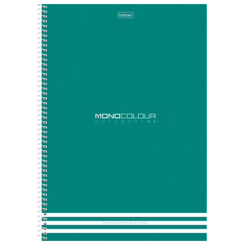 Тетрадь А4, 96 л., HATBER, спираль, клетка, матовая ламинация, тиснение, «MONOCOLOUR» (микс в ПУ), 093593