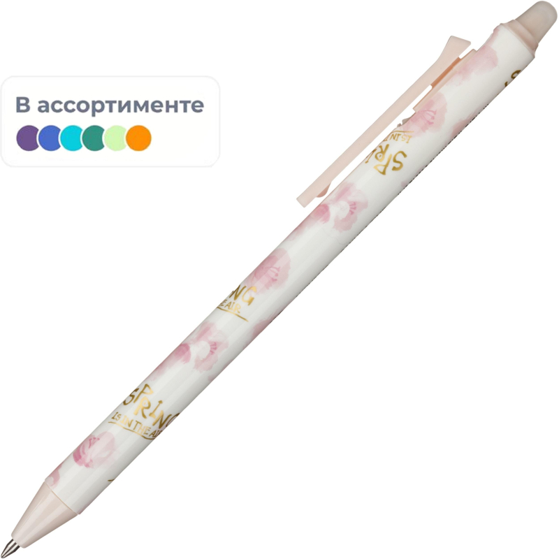 Ручка гелевая автомат. MG Sakura Time, стир., д. ш.0.7 мм, син, асс