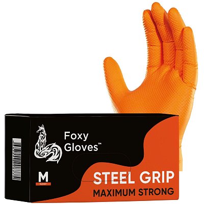 Перчатки одноразовые нитрил Steel Grip цв. оранжевый (50 пар/уп)р. М, ПС