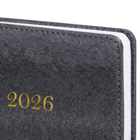 Ежедневник датированный 2026 А5 138×213 мм, BRAUBERG «Elegant», под кожу, застежка, черный