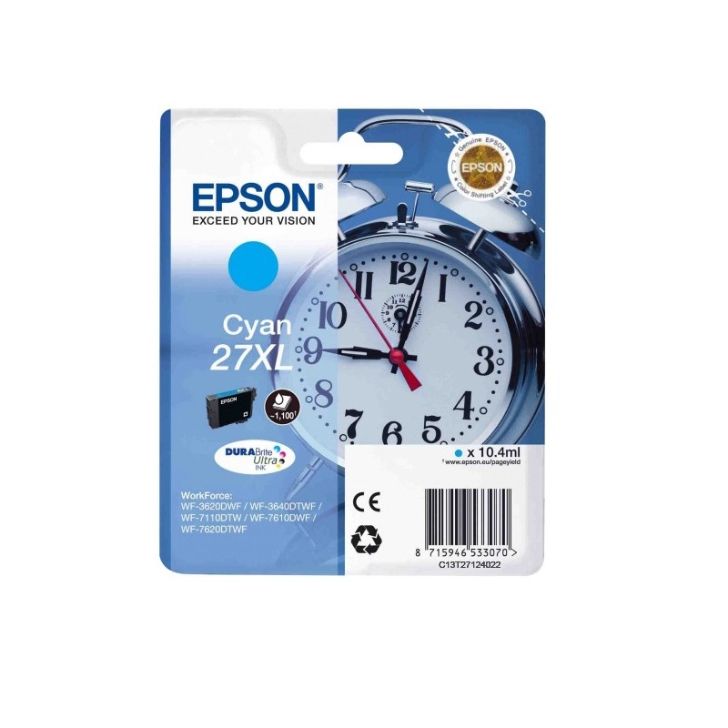 превью Картридж струйный Epson C13T27124022 голубой повышенной емкости оригинальный