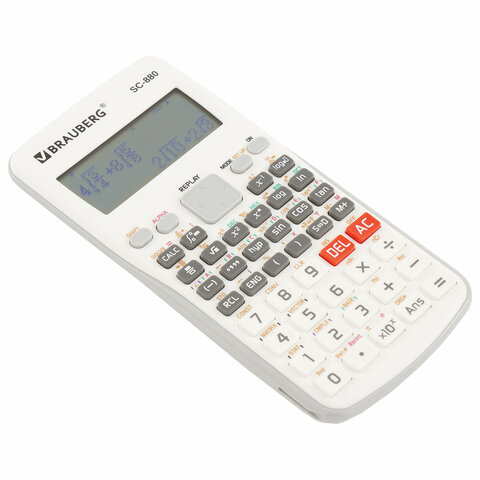 Калькулятор инженерный двухстрочный BRAUBERG SC-880-N (165×84 мм), 417 функций, 10+2 разрядов, БЕЛЫЙ
