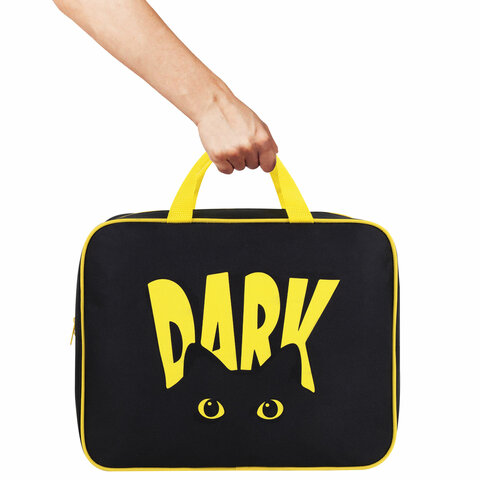 Папка на молнии с ручками BRAUBERG А4, 1 отделение, полиэстер, 80 мм, «Dark cat»