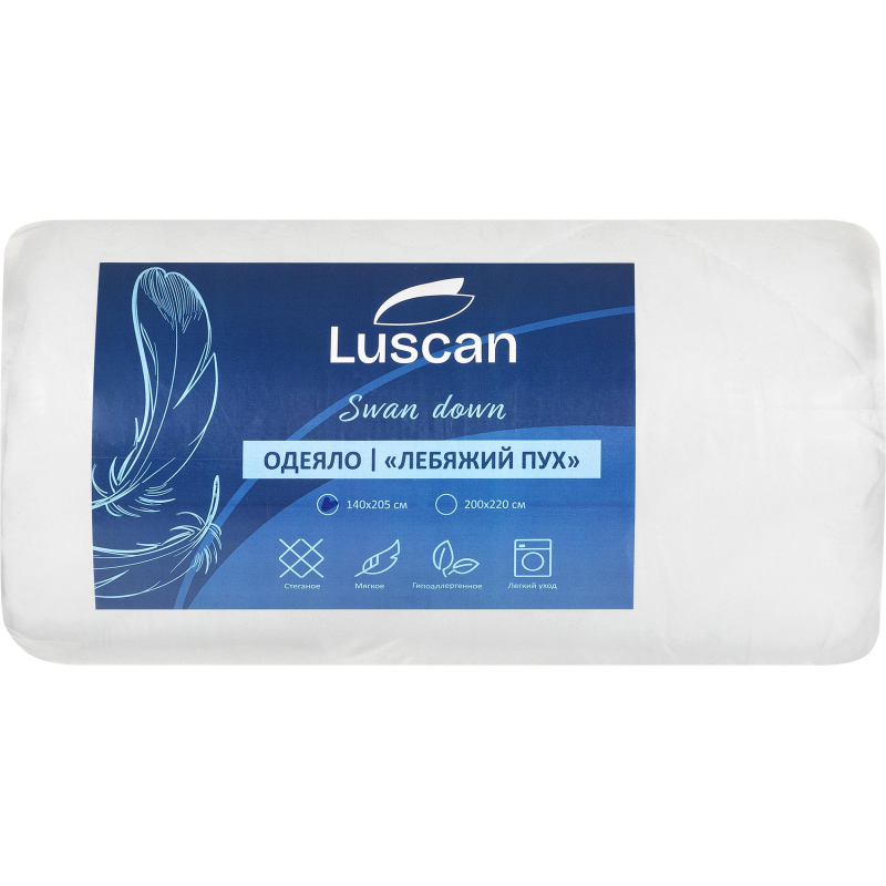 Одеяло Luscan 140×205 см стеганное микрофибра/лебяжий пух 300 г/м2