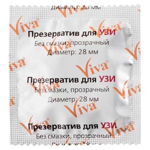 Презервативы для УЗИ VIVA, комплект 100 шт., без накопителя, гладкие, без смазки, 210×28 мм