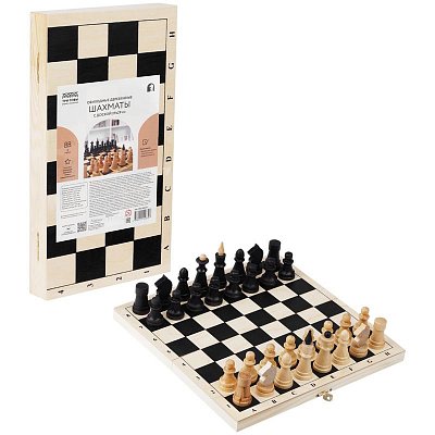Шахматы ТРИ СОВЫ обиходные, деревянные с деревянной доской 29×29см