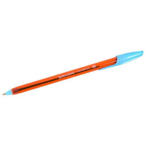 Ручки шариковые BRAUBERG X-30 ORANGE, КОМПЛЕКТ 12 шт., СИНИЕ, пишущий узел 1 мм, линия письма 0.5 мм
