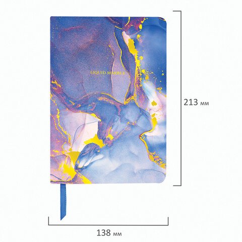 Ежедневник недатированный А5 (138×213 мм), BRAUBERG VISTA, под кожу, твердый, 136 л., «Marble»