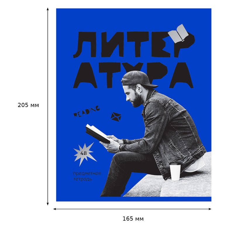 Тетрадь предметная 48л. BG «Blue panton» - Литература, пантонная печать, металлизация