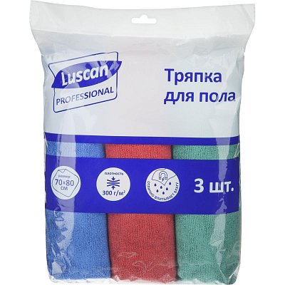 Тряпка для пола Luscan Professional из микрофибры 300г/м2 80×70см 3шт/уп