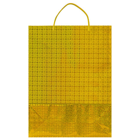 Пакет подарочный 33×13x45 см (XL), НАБОР 3 шт., 3 дизайна, голография, ЗОЛОТАЯ СКАЗКА