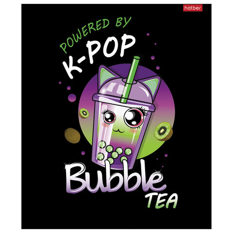 Тетрадь А5, 48 л., HATBER скоба, клетка, глянцевая ламинация, «Bubble tea» (микс в спайке), 089457