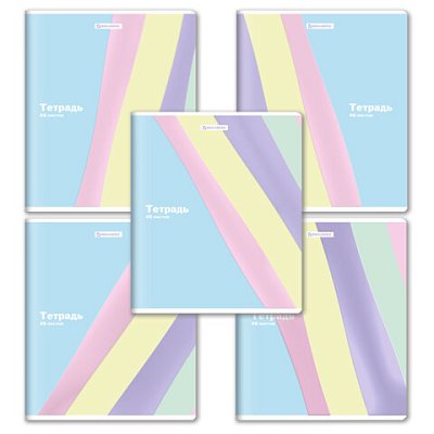 Тетрадь А5 48л. BRAUBERG скоба, клетка, выборочный лак, PASTEL