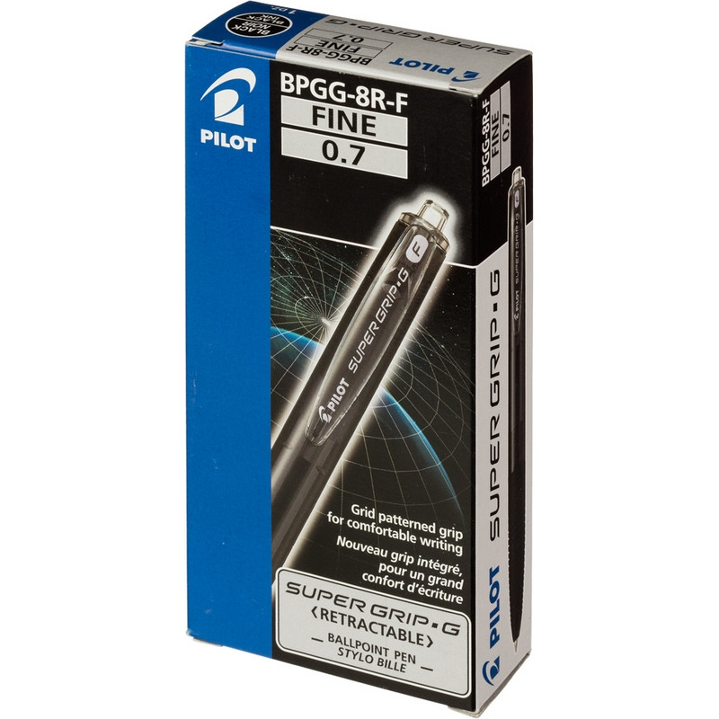 Ручка шариковая масляная автоматическая Pilot Super Grip BPGG-8R-F-B черная (толщина линии 0.22 мм)